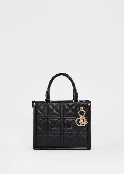 Mini shopping bag matelassé nera con charm