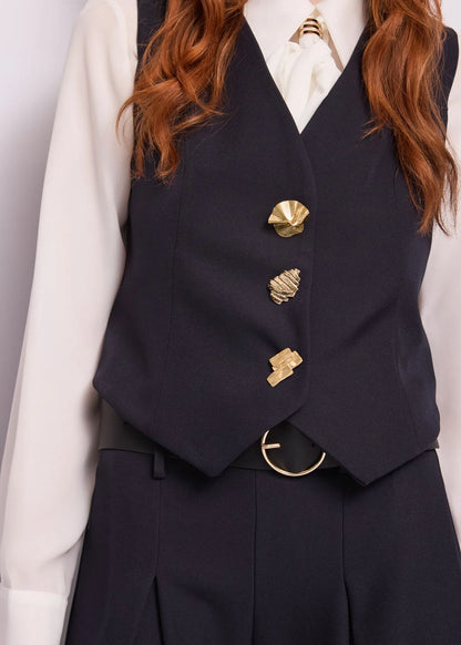 Gilet monopetto da donna con scollo a V