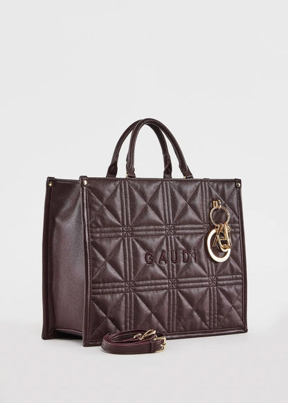 Shopping bag matelassé bordeaux con charm