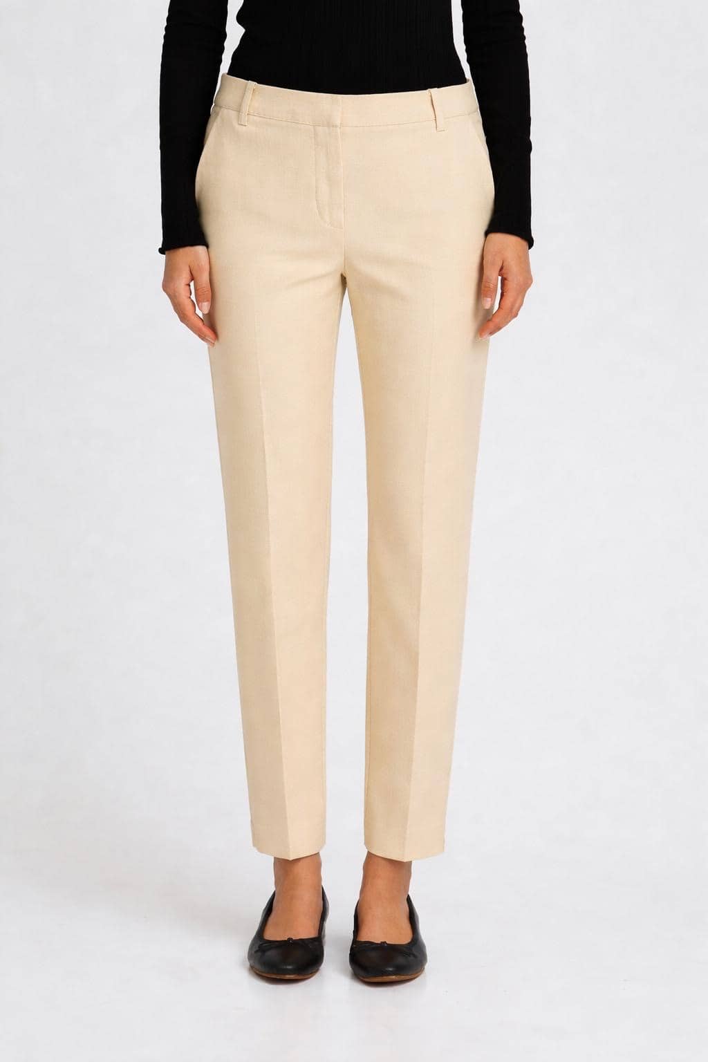 Pantalone crema gamba dritta