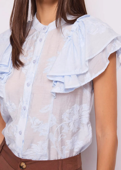 Camicia da donna con ricami e rouches