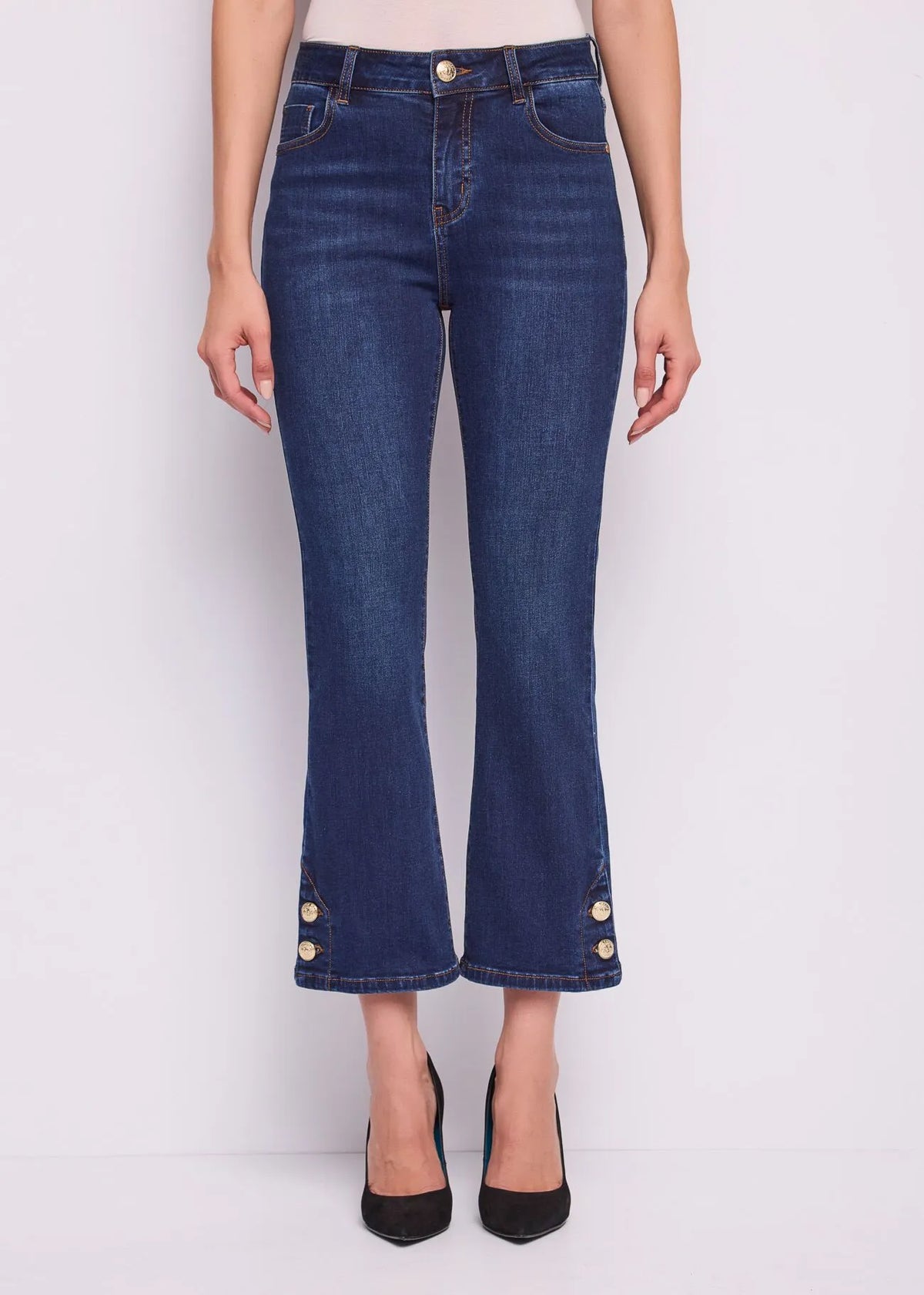 Jeans flare cropped da donna in cotone used