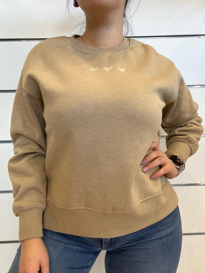Felpa girocollo con cuoricini