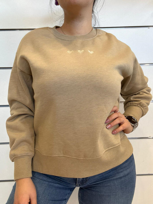 Felpa girocollo con cuoricini