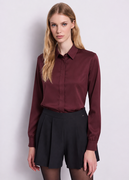 Camicia aderente bordeaux