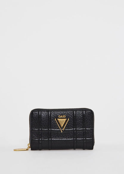 Mini portafoglio zip-around nero