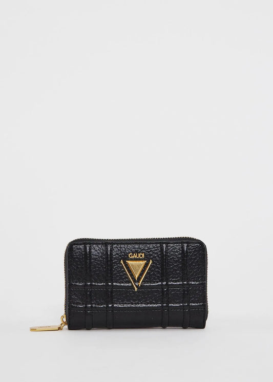 Mini portafoglio zip-around nero