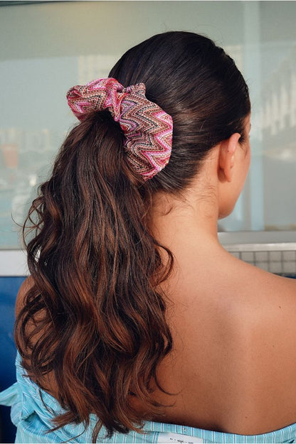 Elastico per capelli in cotone rosa
