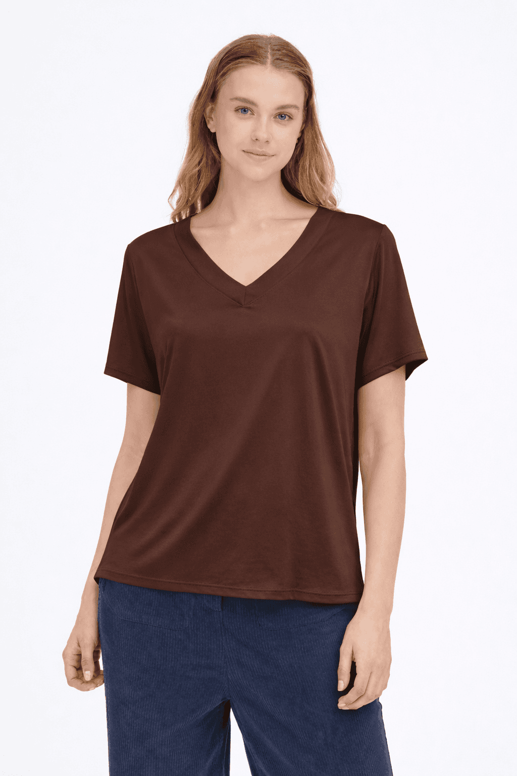 T-shirt in viscosa cioccolato