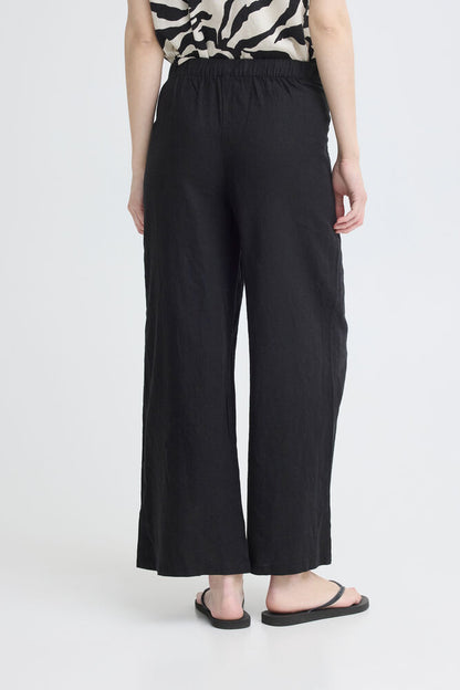 Pantaloni simil lino neri