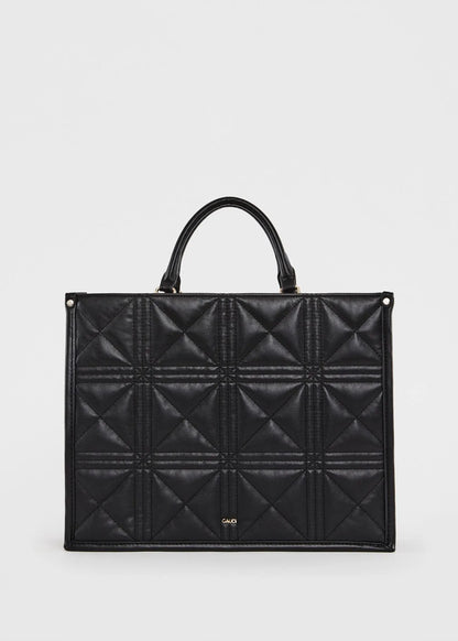 Shopping bag matelassé nera con charm