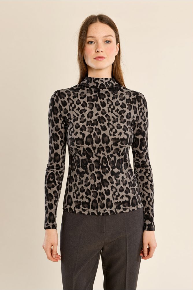 Top leopardato a sbalzo