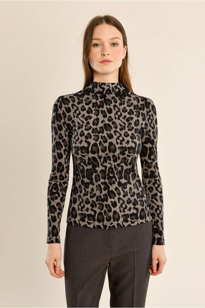 Top leopardato a sbalzo