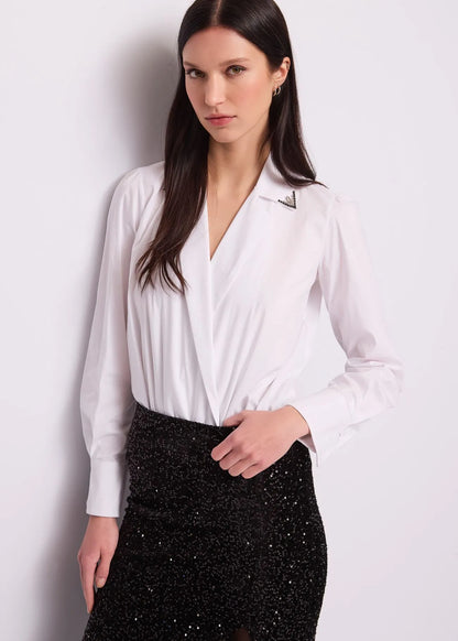 Body da donna con revers e strass