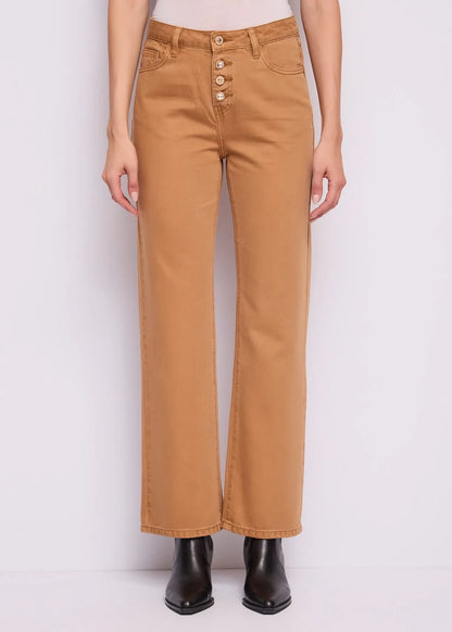 Pantaloni straight da donna con bottoni