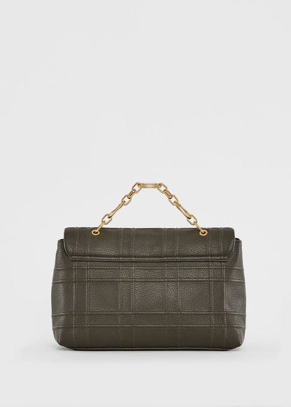 Borsa top handle verde con catena