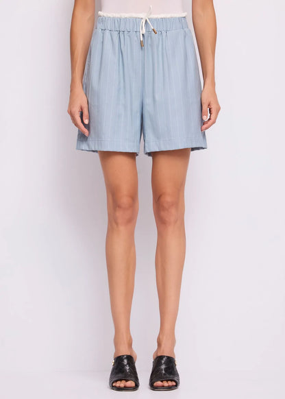 Shorts gessati da donna con coulisse