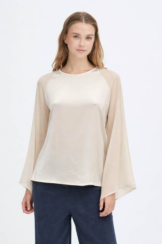 Maglia in viscosa con maniche velate