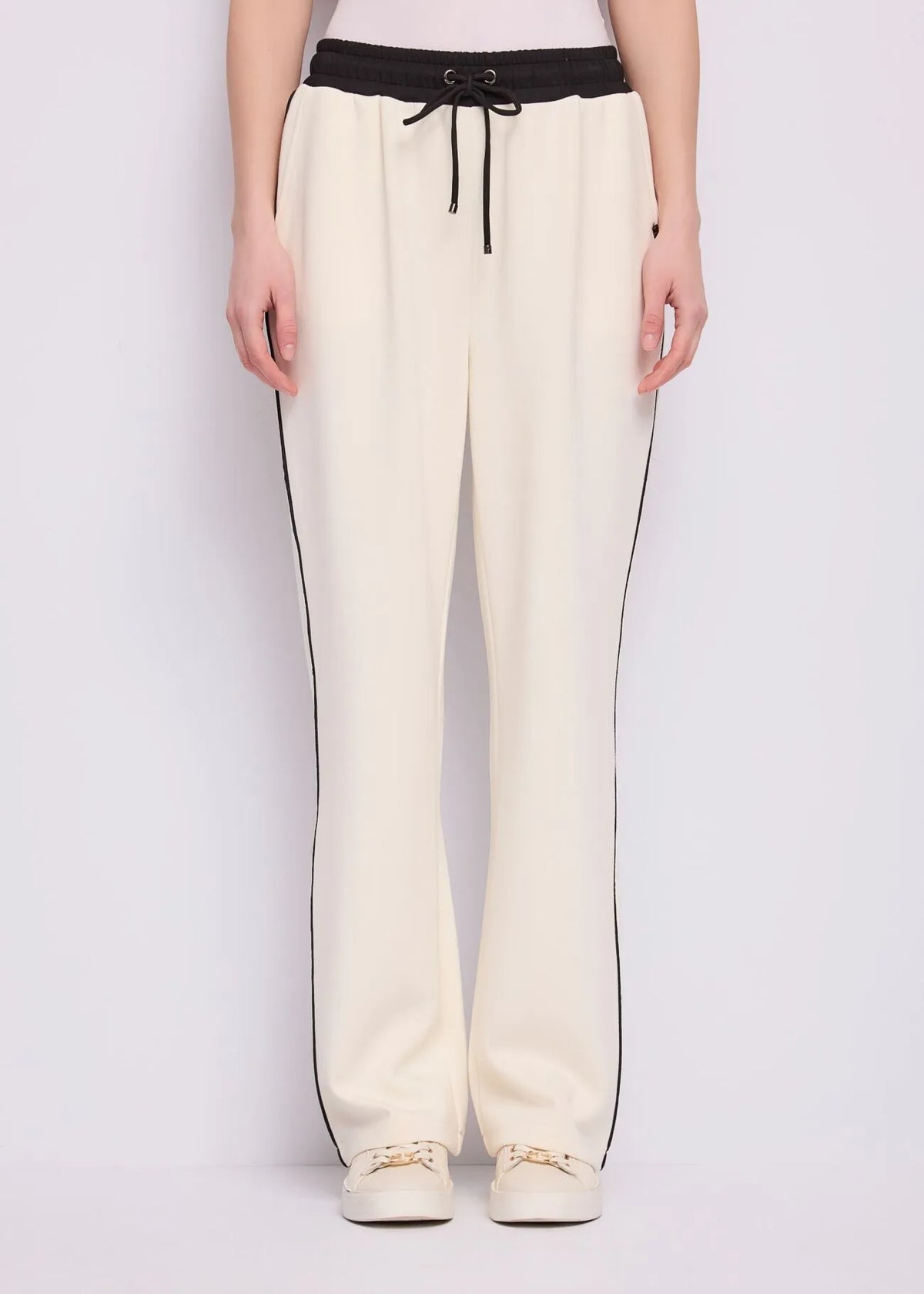 Pantaloni jogging bianchi da donna con coulisse