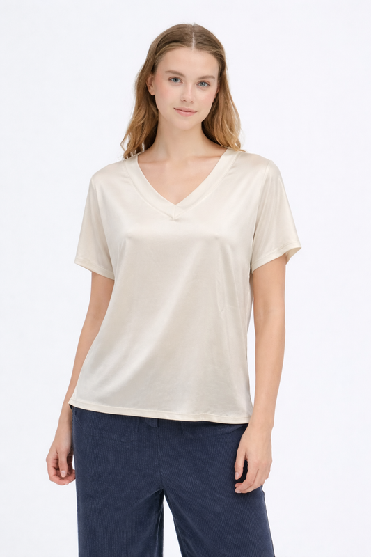 T-shirt in viscosa panna