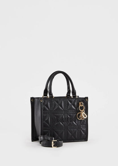 Mini shopping bag matelassé nera con charm