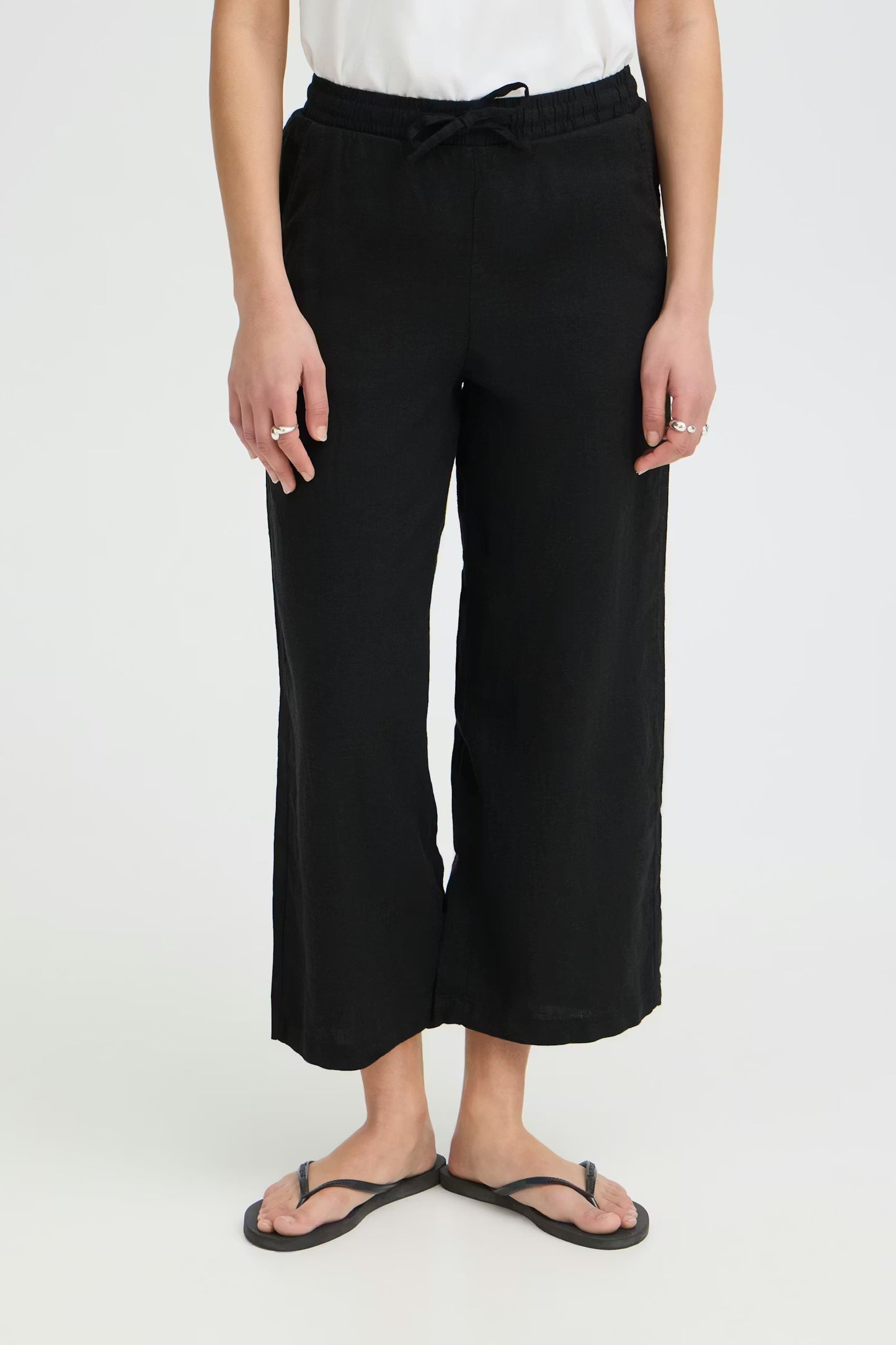 Pantaloni neri misto lino
