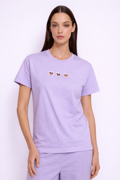 T-shirt 100% cotone con cuoricini