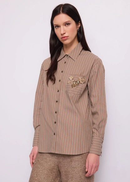 Camicia da donna in popeline con spille