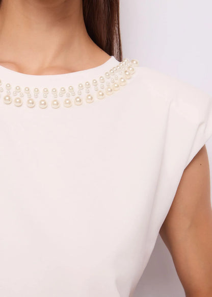 T-shirt bianca da donna in jersey