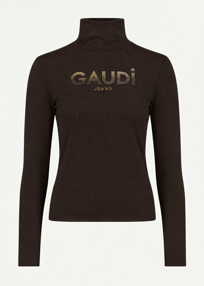 T-shirt da donna con collo dolcevita e logo