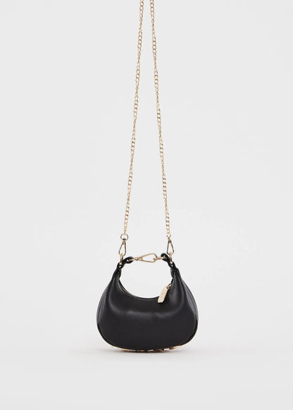 Borsa crossbody nera con catena