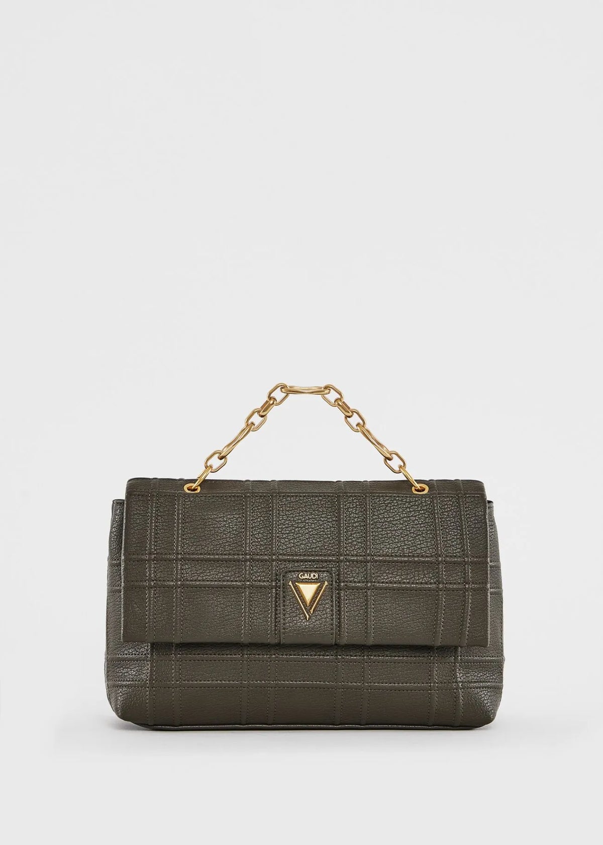 Borsa top handle verde con catena