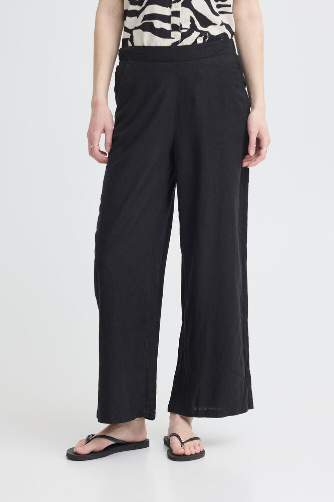 Pantaloni simil lino neri