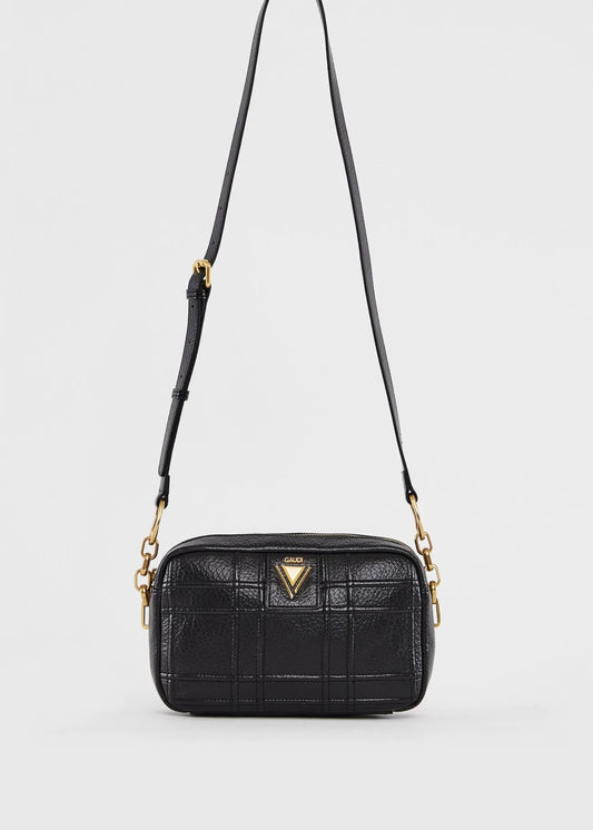 Borsa crossbody nera in similpelle check