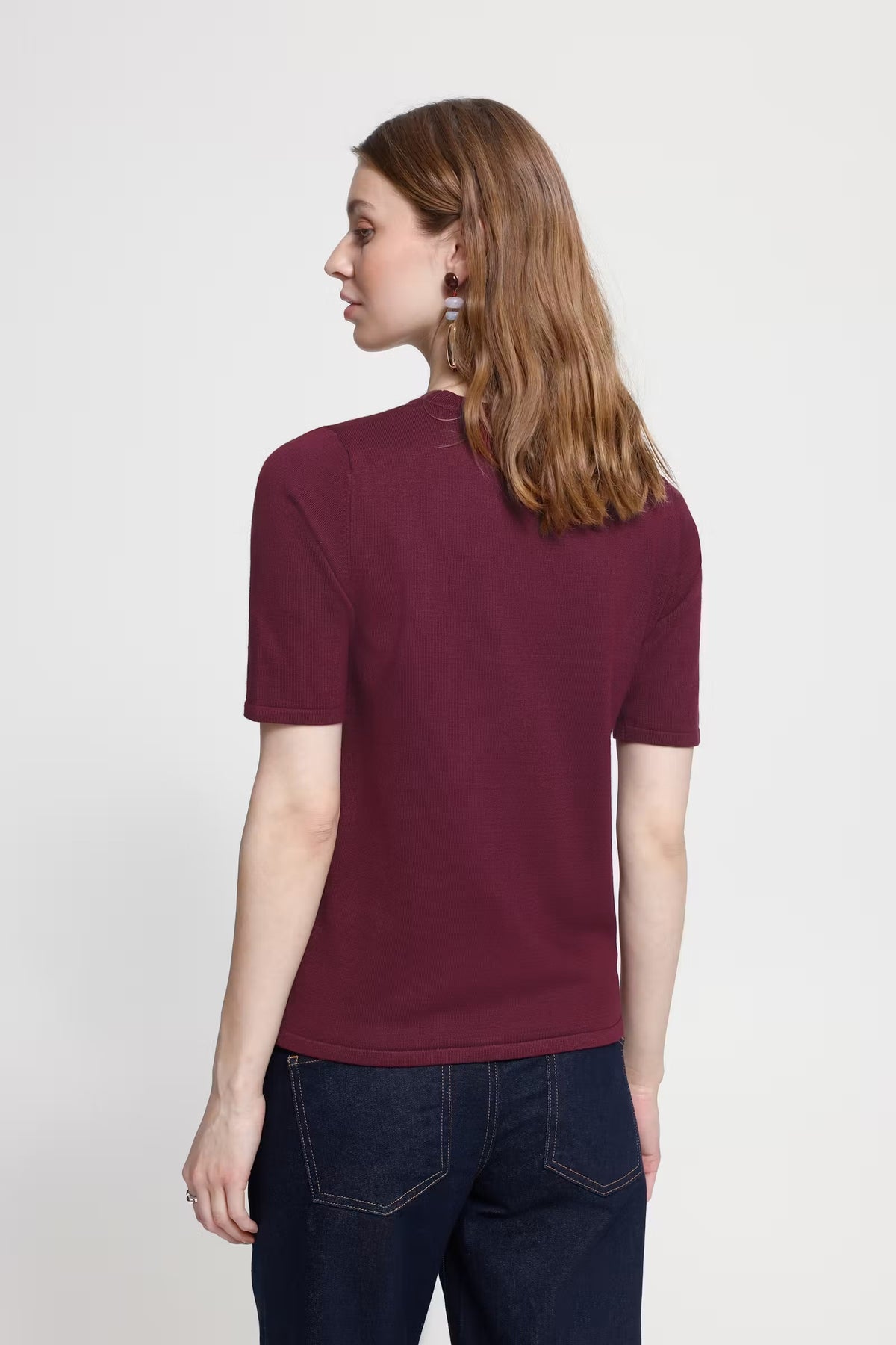 T-shirt bordeaux a coste