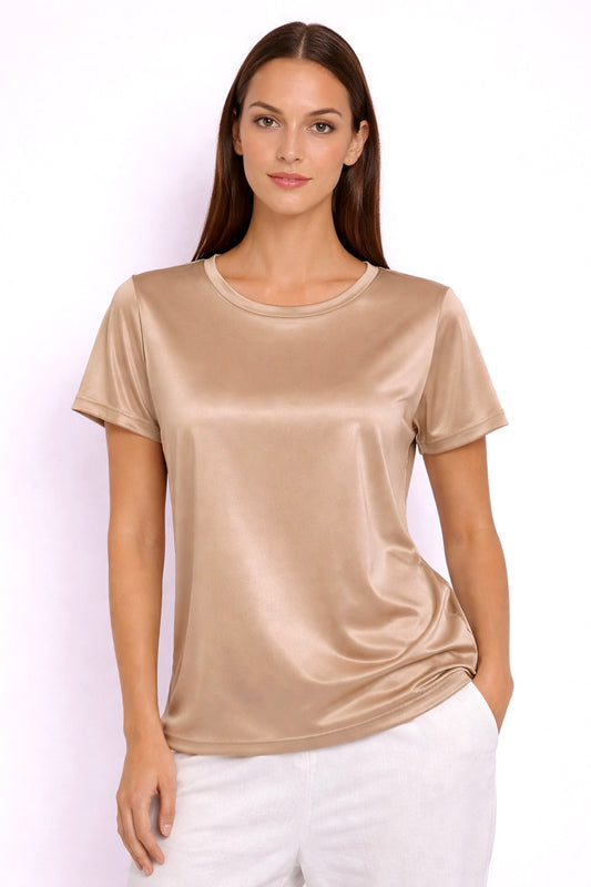 T-shirt in viscosa beige