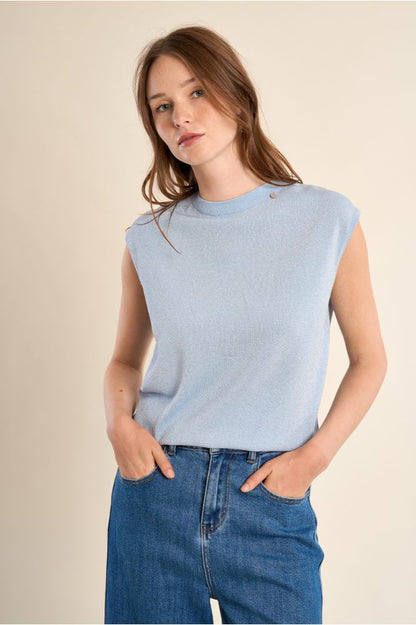 Maglia in lurex azzurra