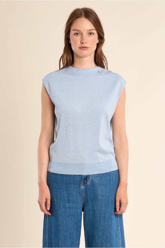 Maglia in lurex azzurra