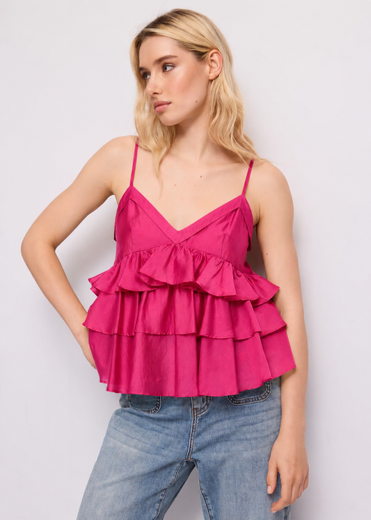 Top fucsia da donna con spalline