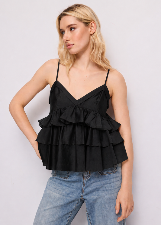 Top nero da donna con spalline