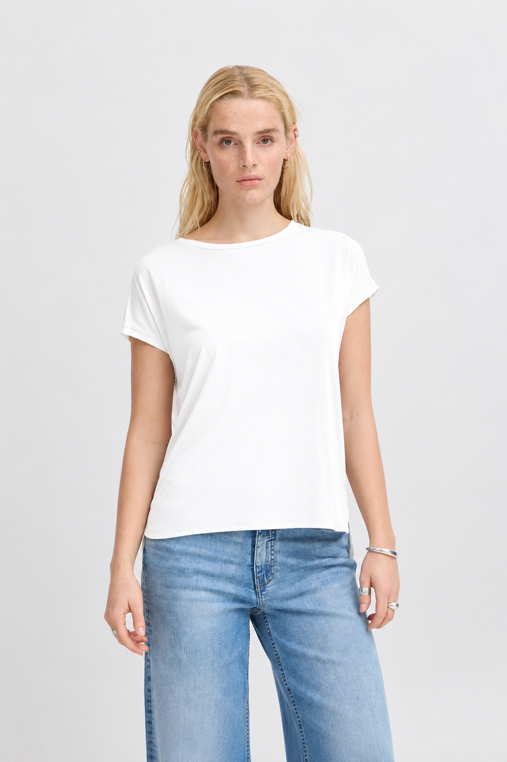 T-shirt bianca in tencel