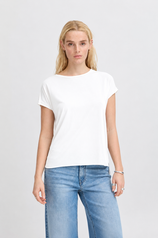T-shirt bianca in tencel