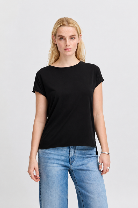 T-shirt nera in tencel