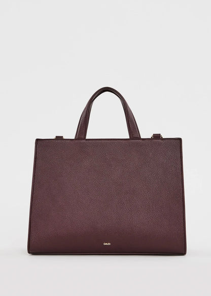 Shopping bag bordeaux con logo e tracolla