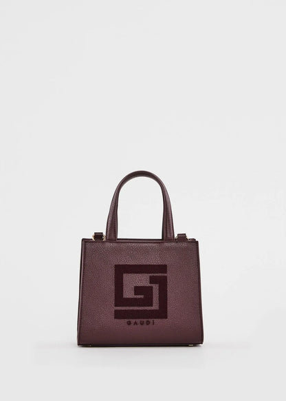 Mini shopping bag bordeaux con logo e tracolla