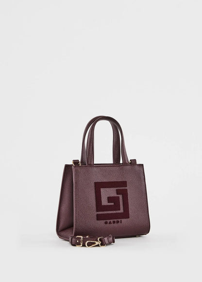 Mini shopping bag bordeaux con logo e tracolla