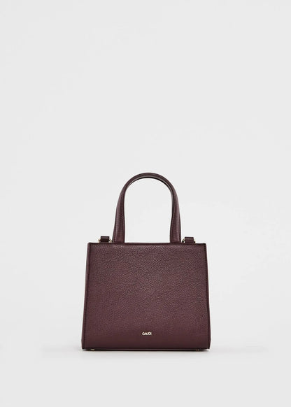 Mini shopping bag bordeaux con logo e tracolla
