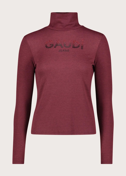 T-shirt da donna con collo dolcevita e logo