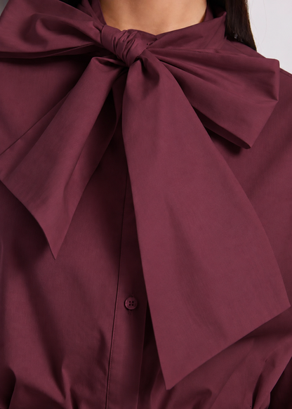 Camicia da donna in popeline con fiocco