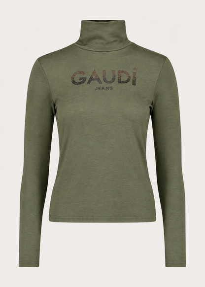 T-shirt da donna con collo dolcevita e logo
